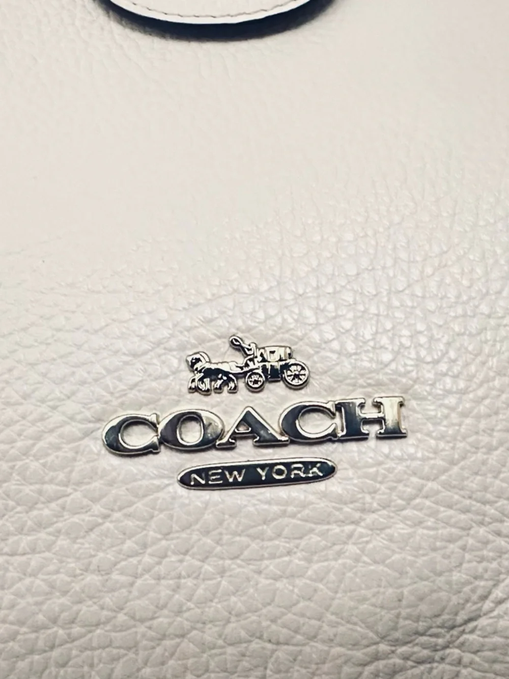 Coach Cream Pebbled Leather Turnlock Shoulder Bag - Picture 2 of 7